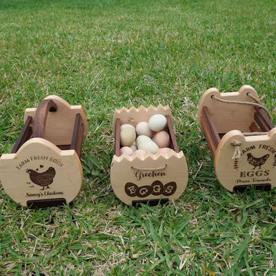 Rustikales Bauernhaus Küchenspeicherkorb mit individuellem Logo Druck Holzeierkorb