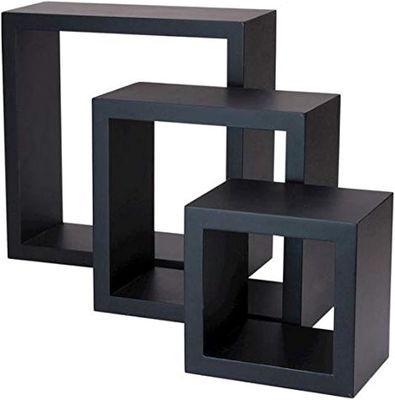 Esszimmer 3 Stück schwarzes Holz Lagerregal Wandregal Küchenmöbel