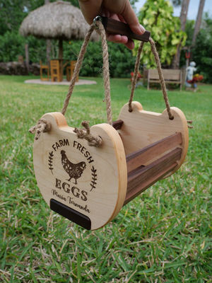 Rustikales Bauernhaus Küchenspeicherkorb mit individuellem Logo Druck Holzeierkorb