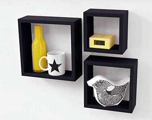 Esszimmer 3 Stück schwarzes Holz Lagerregal Wandregal Küchenmöbel