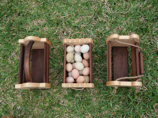 Rustikales Bauernhaus Küchenspeicherkorb mit individuellem Logo Druck Holzeierkorb