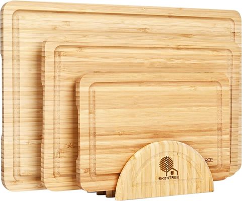 Set von 3 Bambus-Schnittbrett mit Halter-Schnittblöcken OEM ODM akzeptiert