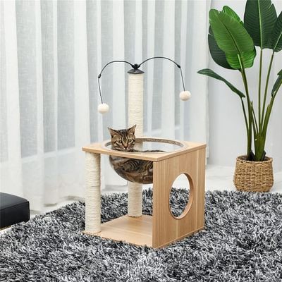 OEM ODM Akzeptiert Elegante Katzen Baum Raumkapsel mit schwimmendem Nest und Hängenden Kugeln