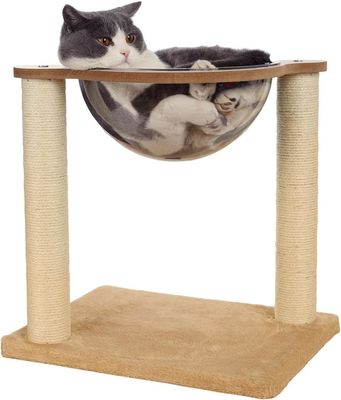 Moderner Katzenbaum mit Hängematte Natürliche Sisal Seil für Innenhäuser Katzen und Kätzchen Holz Katzenmöbel