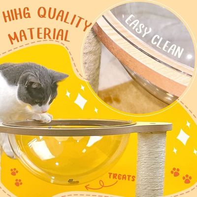 Moderner Katzenbaum mit Hängematte Natürliche Sisal Seil für Innenhäuser Katzen und Kätzchen Holz Katzenmöbel