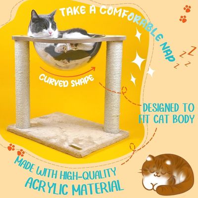Moderner Katzenbaum mit Hängematte Natürliche Sisal Seil für Innenhäuser Katzen und Kätzchen Holz Katzenmöbel