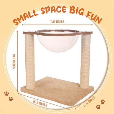 Moderner Katzenbaum mit Hängematte Natürliche Sisal Seil für Innenhäuser Katzen und Kätzchen Holz Katzenmöbel
