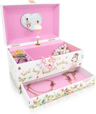 Musikbox Ballerina Holzschmuckbox für Kinder und Jungen Geschenk Handdreh-Spielzeugbox