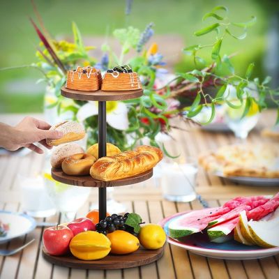 Holzkuchen-Stand-Servierfach für Bauernhaus Hochzeit Geburtstag Teeparty 202407
