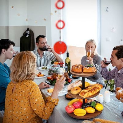 Holzkuchen-Stand-Servierfach für Bauernhaus Hochzeit Geburtstag Teeparty 202407