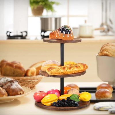 Holzkuchen-Stand-Servierfach für Bauernhaus Hochzeit Geburtstag Teeparty 202407