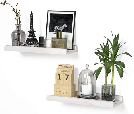 Home Möbel Set aus 2 Wandregalen aus massivem Holz 7 Zoll weiße rustikal schwebende Regale