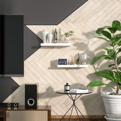 Home Möbel Set aus 2 Wandregalen aus massivem Holz 7 Zoll weiße rustikal schwebende Regale