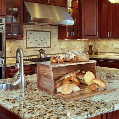 Holzbrotbox All-in-One-Piece-Organisator für die Küchenmontage Natürliches Vintage-Brot Speicherbehälter
