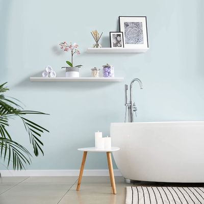 60X20 Weißholz Wand Dekorativ schwimmendes Bücherregal für Heimdekor Badezimmer Funktion