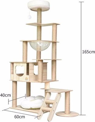 Anpassungsgröße Holz Katzenturm mit mehrstufigen Kletterrahmen Kratzer Komponenten
