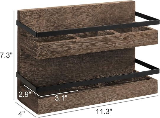 2 Stufe rustikale Holz-Teebeutel Halter Wandmontierte Teebüchse für Kaffeekostüm Display Regal Teeregal