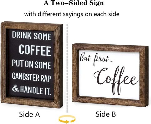 2 Stufe rustikale Holz-Teebeutel Halter Wandmontierte Teebüchse für Kaffeekostüm Display Regal Teeregal