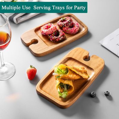 Küchensatz 2 Trays aus Akazienholz mit Weinhalter und Käsebrett