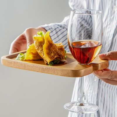 Küchensatz 2 Trays aus Akazienholz mit Weinhalter und Käsebrett