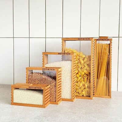 Funktionale Design-Lebensmittellager für Reispasta in umweltfreundlichen Küchenzubehör