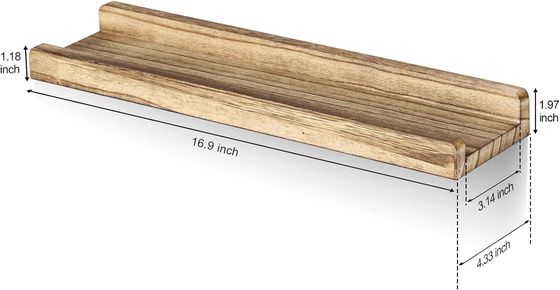 16.9 Zoll Set von 3 Braunem Holz Bildregal Verstellbare rustikale Wandregale für Büro