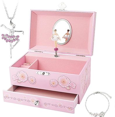 Geschenk-Paket Mahlzeit Prinzessin MDF Pink Ballerina Musical Schmuck für Mädchen