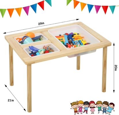 Holztisch mit 3 Behältern für Kleinkinder