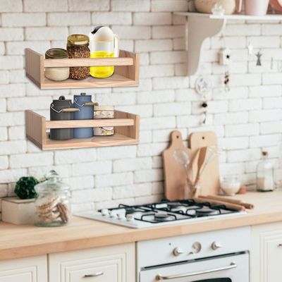 Postverpackung Wohnkultur und Kinderregale Set aus 2 Naturholz schwimmenden Wandregal