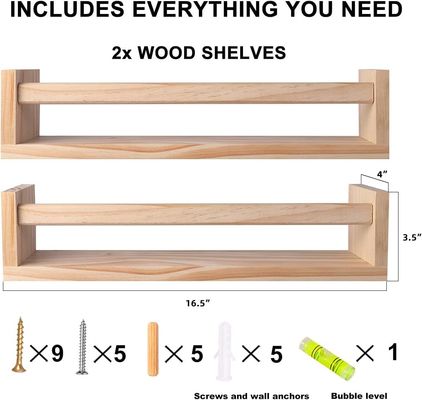 Postverpackung Wohnkultur und Kinderregale Set aus 2 Naturholz schwimmenden Wandregal