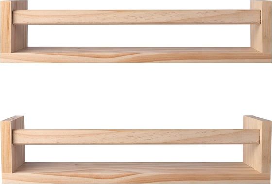 Postverpackung Wohnkultur und Kinderregale Set aus 2 Naturholz schwimmenden Wandregal