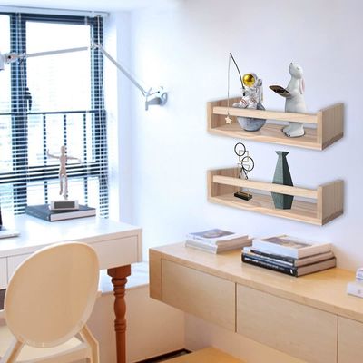 Postverpackung Wohnkultur und Kinderregale Set aus 2 Naturholz schwimmenden Wandregal