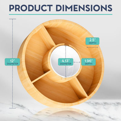202407 Runder Bambus-Serviertray mit Keramikschüssel Probe kostenlos oder zurückgegeben