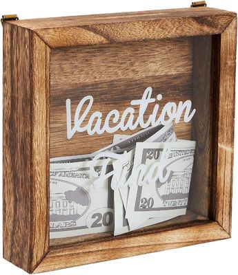 Wettbewerbsfähige Brannte Art Holz Urlaubsfonds Box für Umweltschutz Sparschweinchenbank