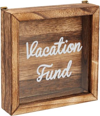 Wettbewerbsfähige Brannte Art Holz Urlaubsfonds Box für Umweltschutz Sparschweinchenbank