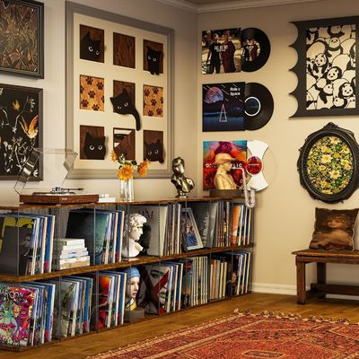 Industrielle Plattenhalter Regal Vinyl Plattenlager Möbel mit modernem Design Stil