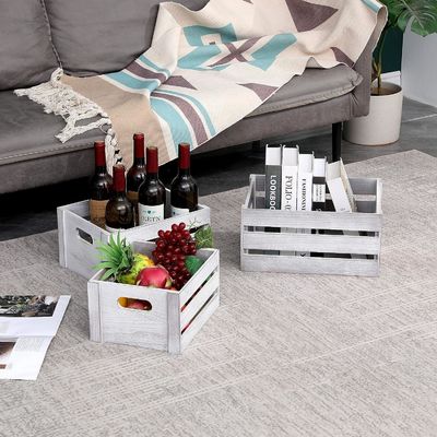 Rustikale weiße Holz-Display-Kiste Set aus 3 dekorativen Kiefern-Lagerkästen KEINE Klappkiste