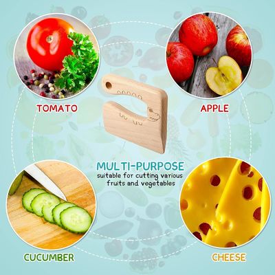 Holzmaterial Küchengeräte 2-teiliges Kindermesser für Kochen und Schneiden Gemüse Obst