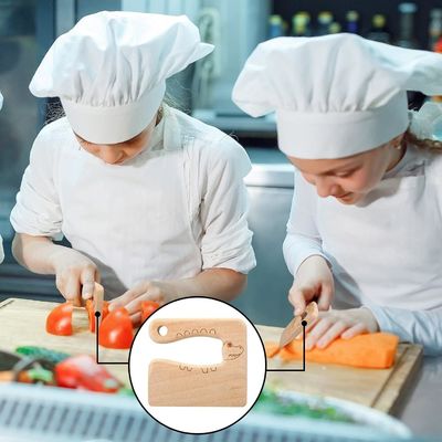 Holzmaterial Küchengeräte 2-teiliges Kindermesser für Kochen und Schneiden Gemüse Obst