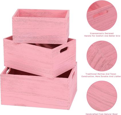 Handgefertigtes Holzlager für Gemüse und Brotfrüchte 3-teiliges Nestkasten