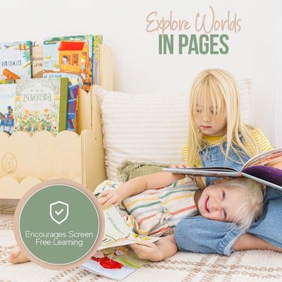 Holzregal Dekoration 3-Ebenen Montessori-Buchregal für Kinder in perfekter Höhe