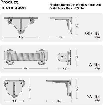 Home Möbel Katzenkletterer Set Holzfensterbett Kletterstufen und Kratzpfosten