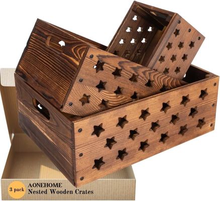 Holzkisten für Buchlager mit individuellem Logo Akzeptabel Dekoratives Nisten Holzkisten