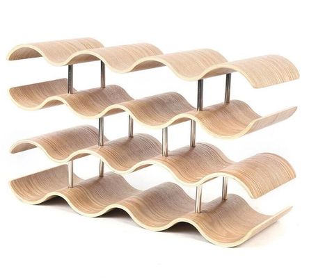4 Schichten Maßgeschneiderte Massivholzregal für die einfache Installation der Holz-Welle Weinflasche Lagerung
