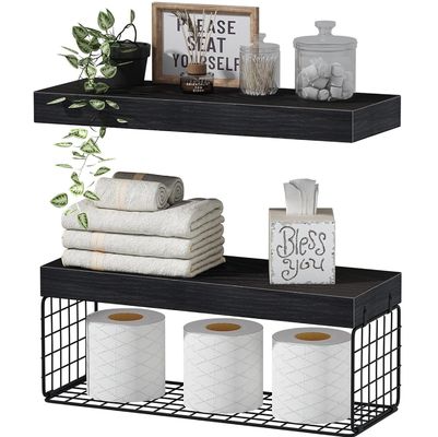 Becken Holz Badezimmerregale über Toiletten Wandmontierte schwimmende Regale Farmhausregal Toilettenpapier Lager