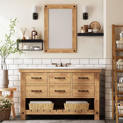 Becken Holz Badezimmerregale über Toiletten Wandmontierte schwimmende Regale Farmhausregal Toilettenpapier Lager