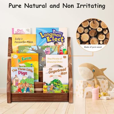 Funktionales Design Montessori-Bildschirmregal Schnitzholzbuchregal für Kinderklassenzimmer