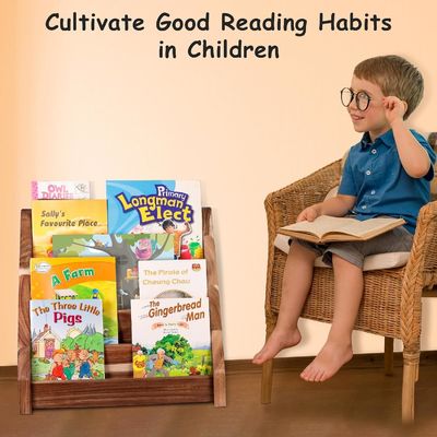 Funktionales Design Montessori-Bildschirmregal Schnitzholzbuchregal für Kinderklassenzimmer