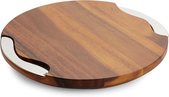 Anpassungslogo Akzeptables rundes Acacia-Schnittbrett mit Rillen und Messern