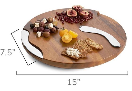 Anpassungslogo Akzeptables rundes Acacia-Schnittbrett mit Rillen und Messern